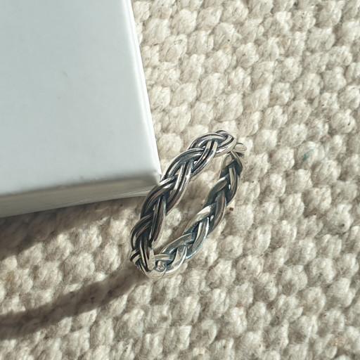 925실버 엔틱 두줄 꼬임 은반지