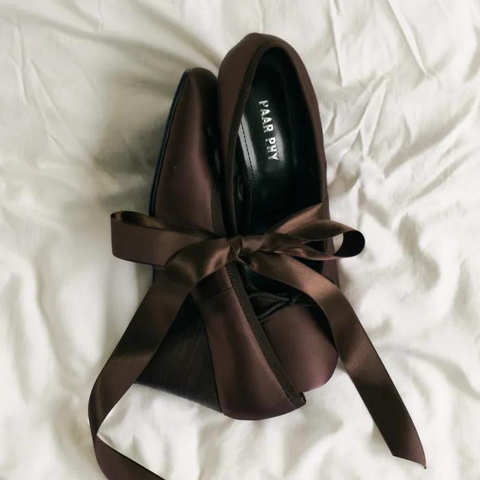 PP 발레 웨지 펌프스 [새틴 브라운]