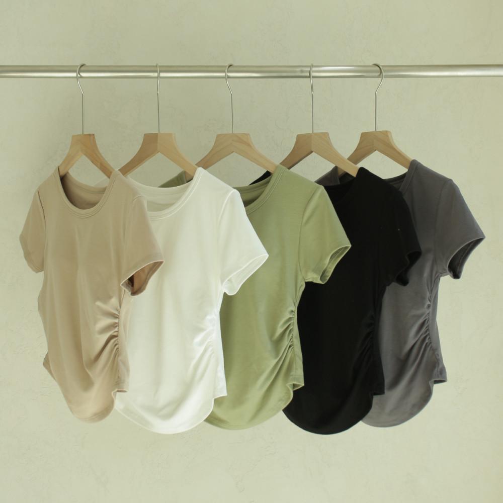 셔링 포인트 반팔 브라 캡티셔츠 5컬러 (BT-101)