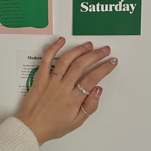 (자체제작) 빈티지 유니크 은점토 큐빅 반지