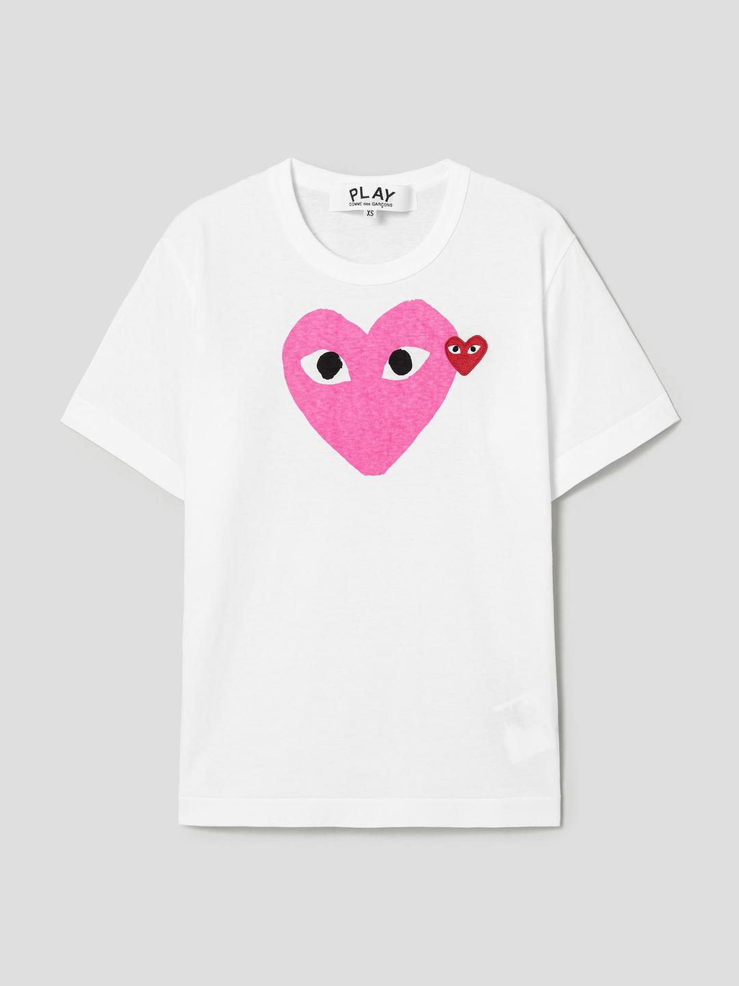 (Unisex) Red Wappen Pastel Heart Print T-Shirt - Pink
