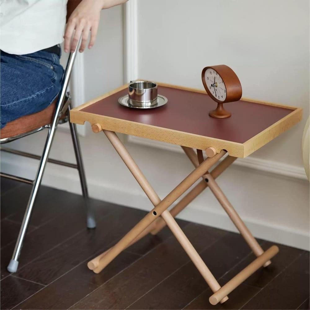 헤이유드 북유럽 접이식 커피 테이블 컬러 우드 사이드 소파 테이블 이동식