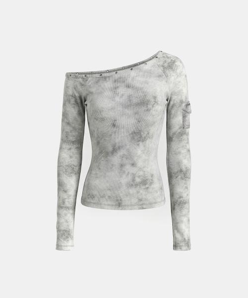 Viper Cotton Rib Asymmetric Top - White