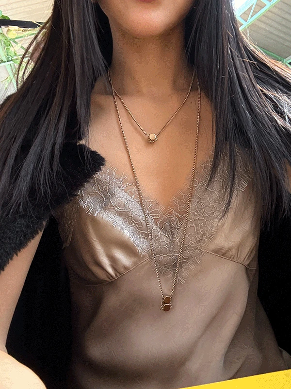 [MÜ ATELIER] wave lace slip dress