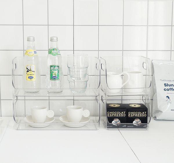 다용도 투명 적층 수납선반 리빙박스 2P (2size)