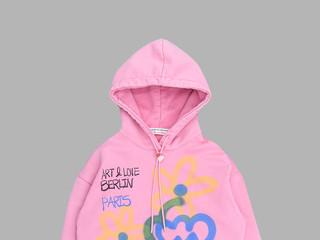 FLOWER AND CLOUD SPRAYED HOODY (PINK)