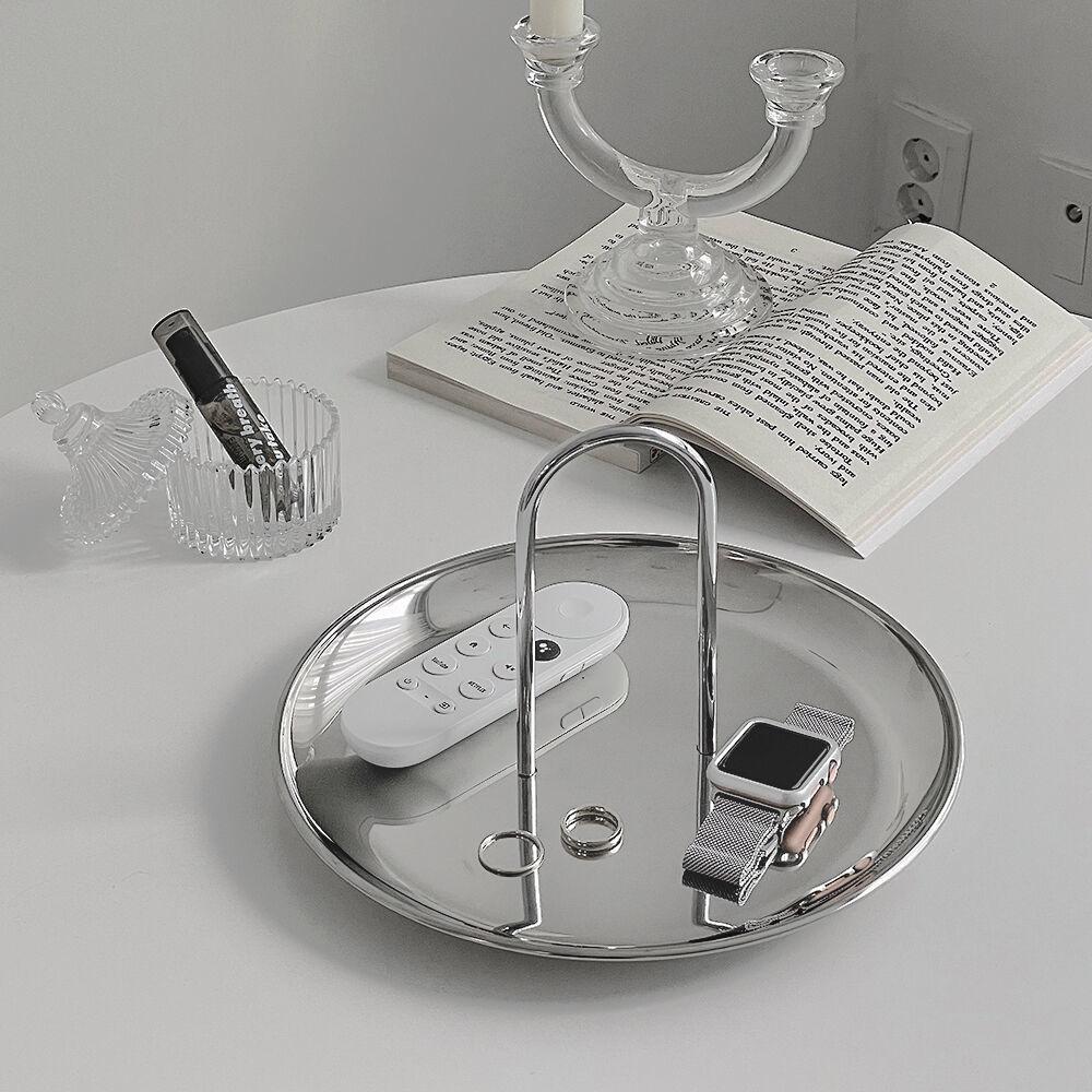 차키 트레이 오브제 열쇠 인테리어 소품 실버트레이