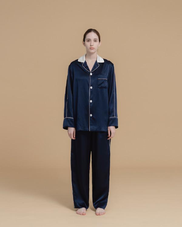 Nautical Dream Silk Pajamas & Pouch