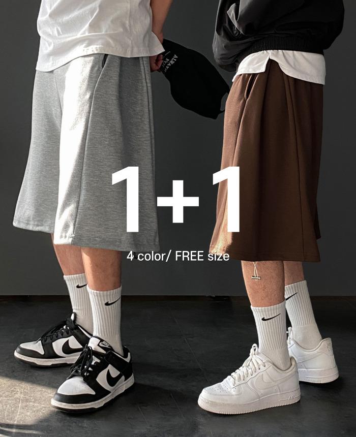 [당일출고/1+1]와이드 사이드 턱 스트링 버뮤다 반바지 팬츠 4color