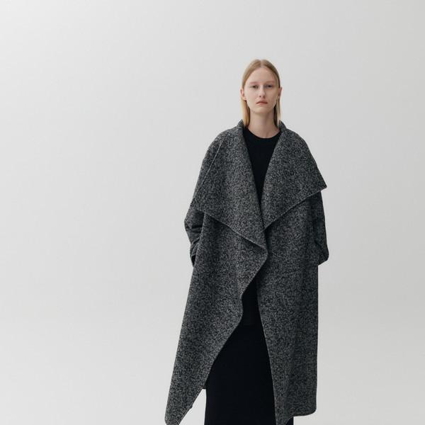 HERRINGBONE LONG SHAWL COAT
