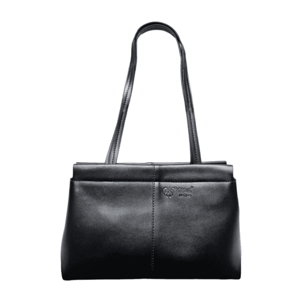 Dimon's vegan leather duel compart rectangle shoulder bag / Black