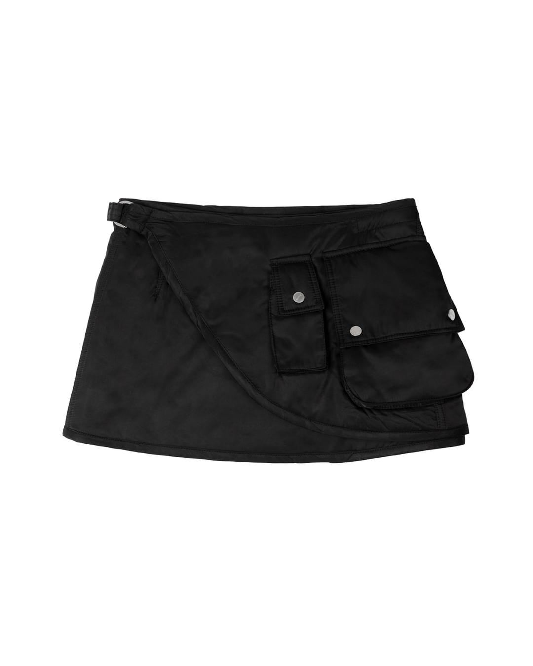 PADDED VELCRO CARGO WRAP SKIRT, BLACK