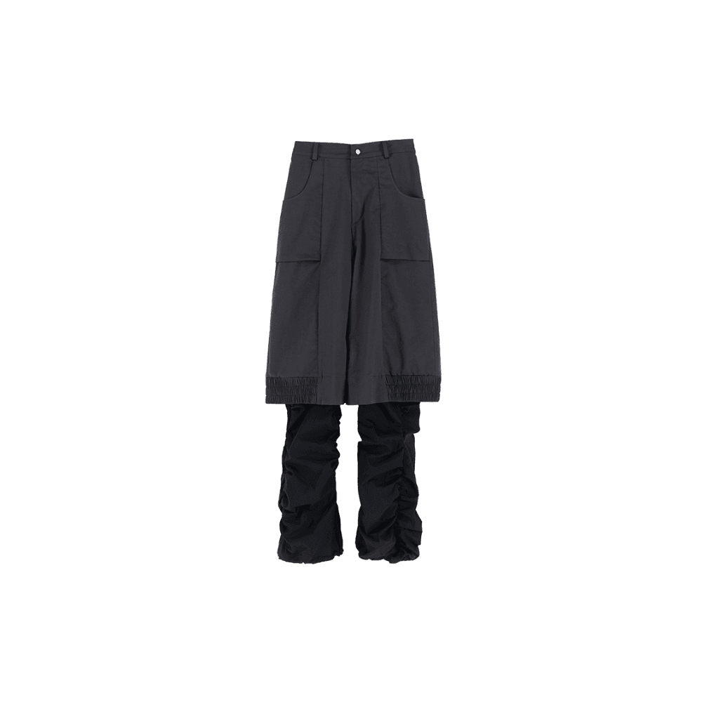 (4월 2일 예약 배송) Layered Shirring Pants [Black]