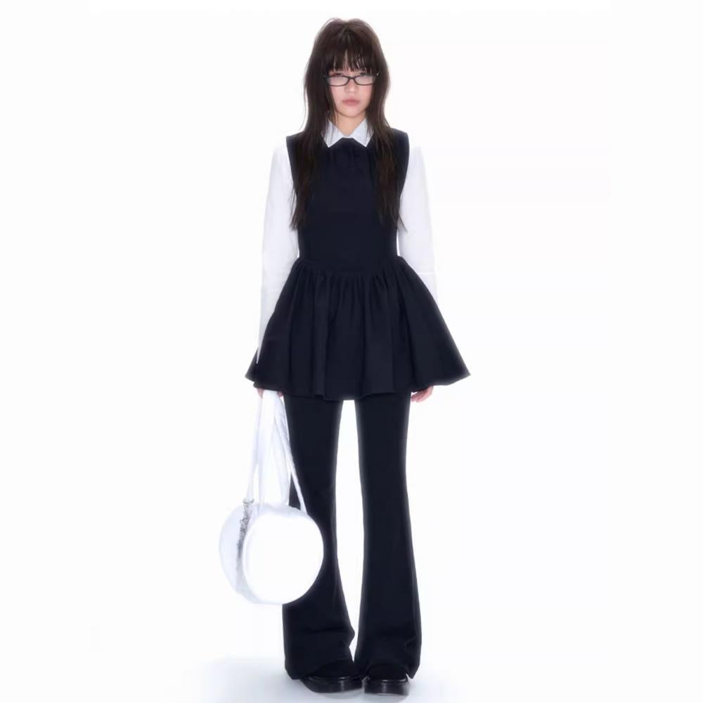 NECY STUDIO 원피스 슬리브리스 리틀 블랙 드레스 퍼피 숏 스커트