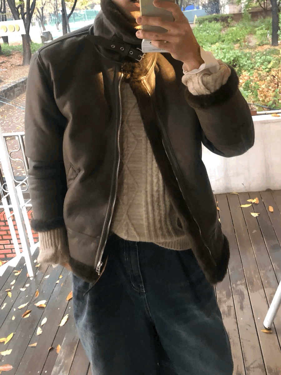 mink fur suede mustang jacket