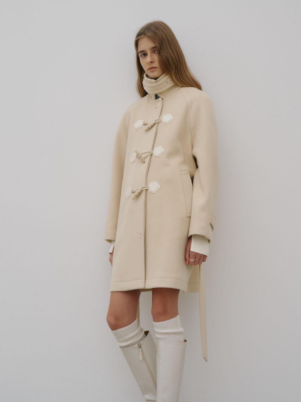 [REFURB] BARCELONA Cashmere Mac Toggle Wool Half Coat_Butter Ivory