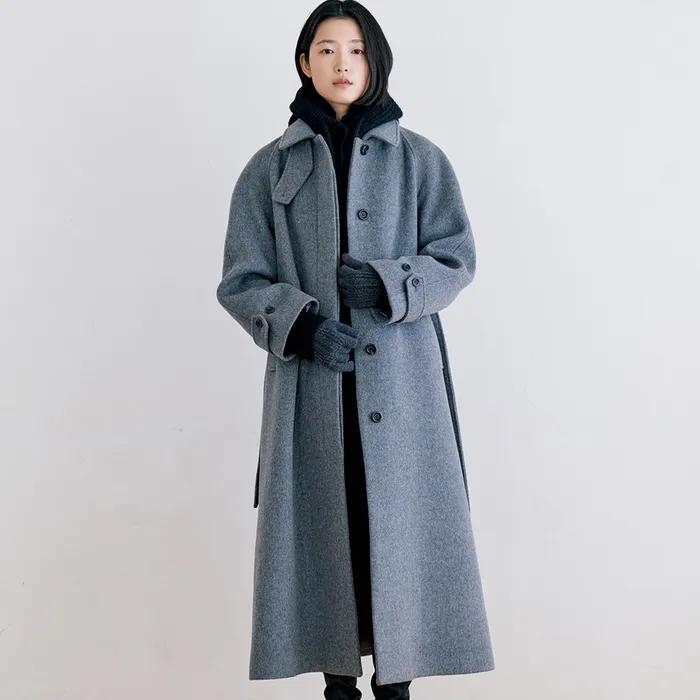 WOOL SINGLE BALMACAAN COAT - GRAY