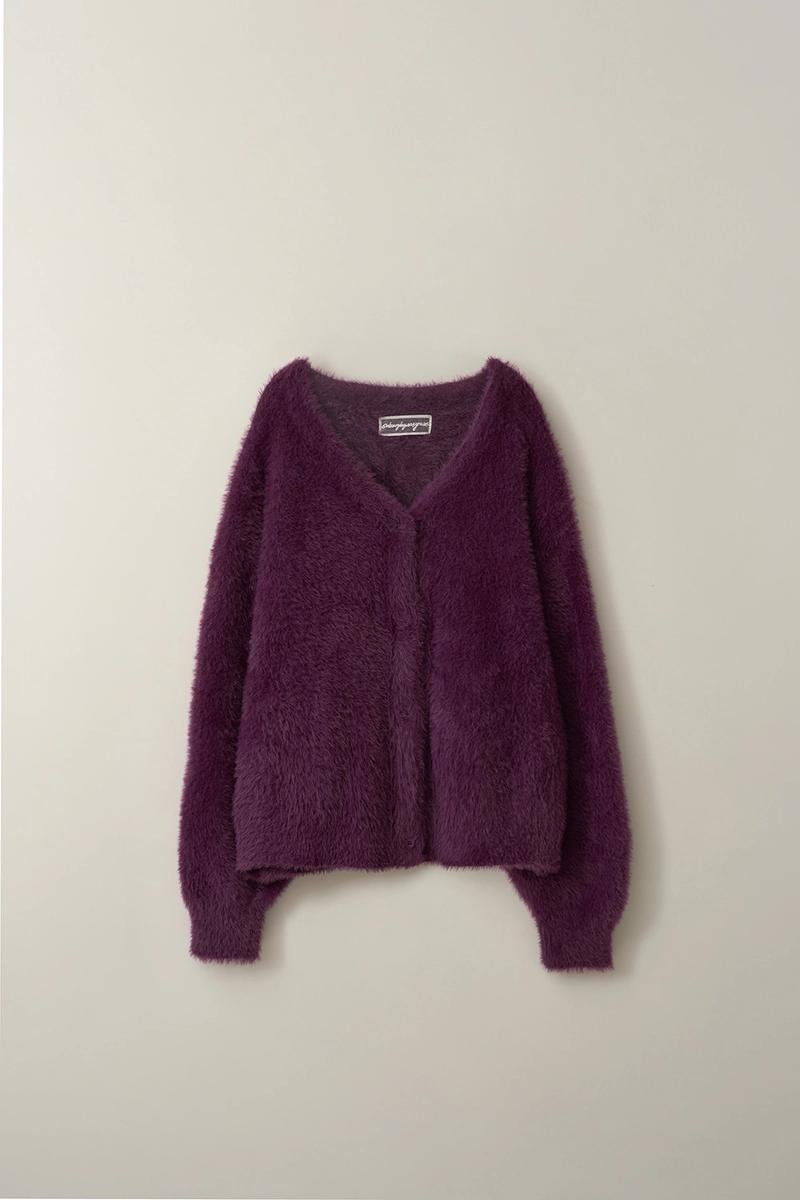 ODER - 헤어리 소프트 가디건-퍼플