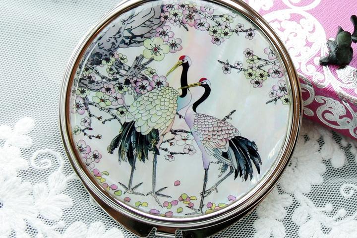 매화학 자개손거울 자개거울 원형손거울