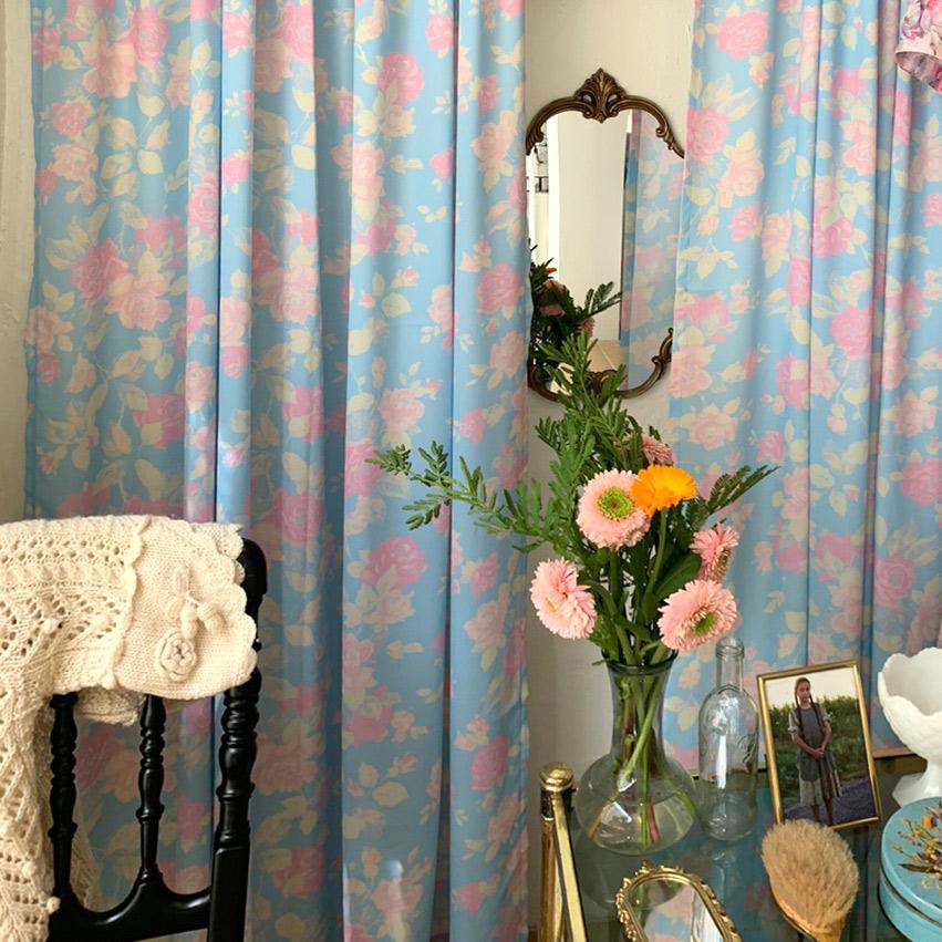 azure pink floral fabric