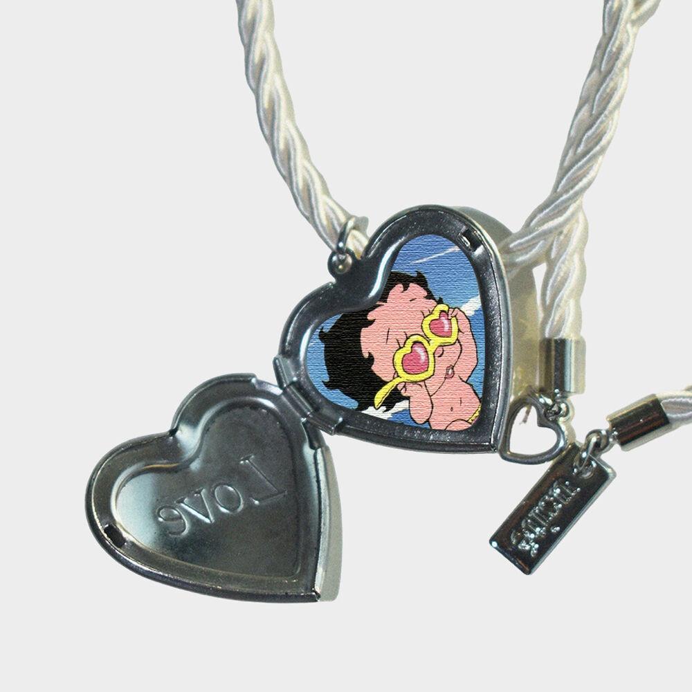 NECKLACE FOR LOVELY (WHITE) 하트 팬던트 로프 목걸이