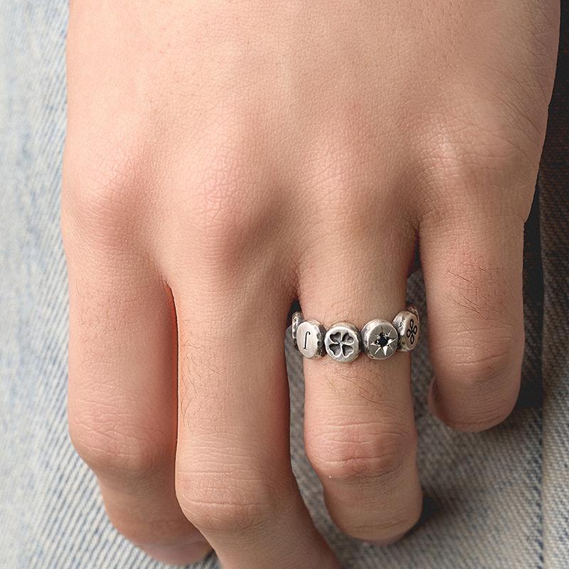 Clover engraving ring SBK (925 silver)