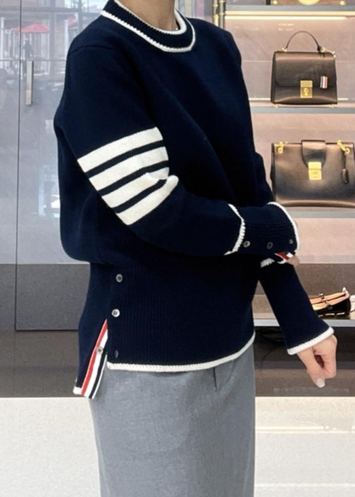 [톰브라운] 메리노 4바 박시 크루넥 풀오버 (NAVY) Y1029