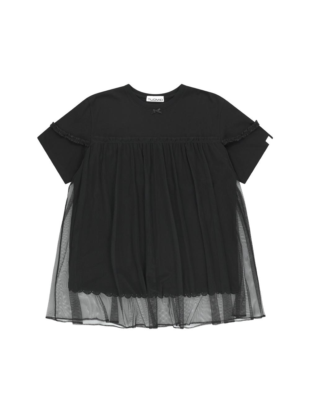 [5월 23일 예약발송] MESH LAYERED LACE T-SHIRT [BLACK]