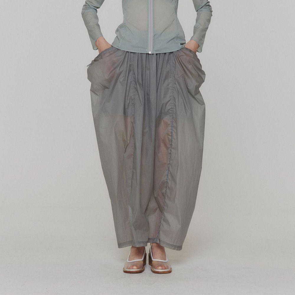 LAYERED SHIRRING SKIRT (GREY)