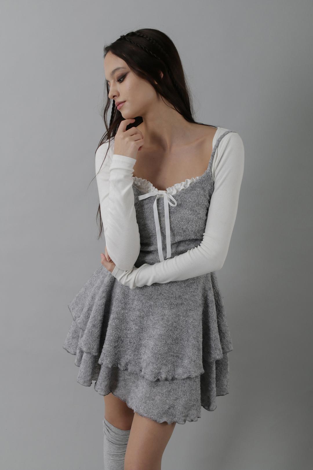 KNIT SHIRRING OPS (GRAY)