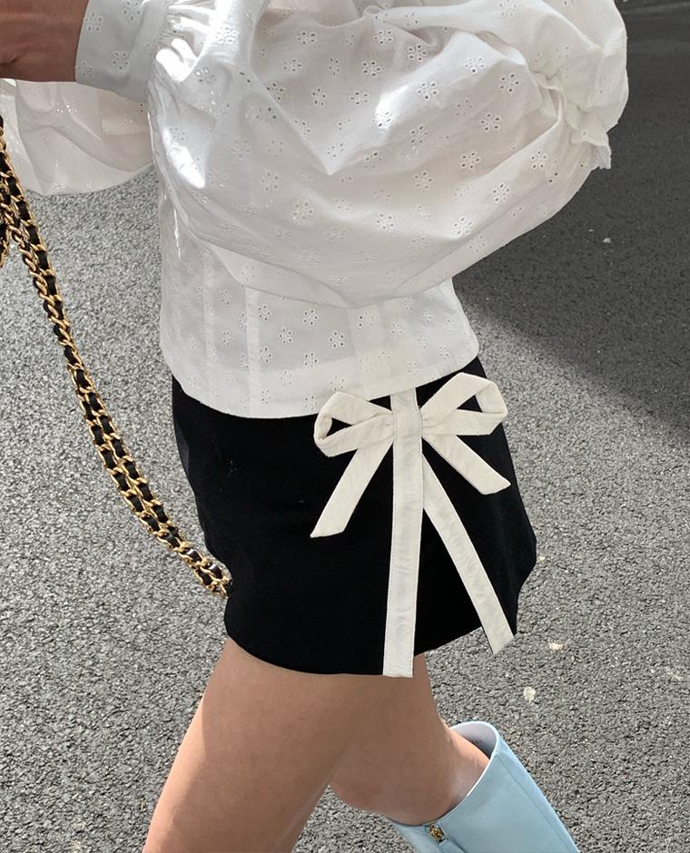 오브 리본 스커트 팬츠