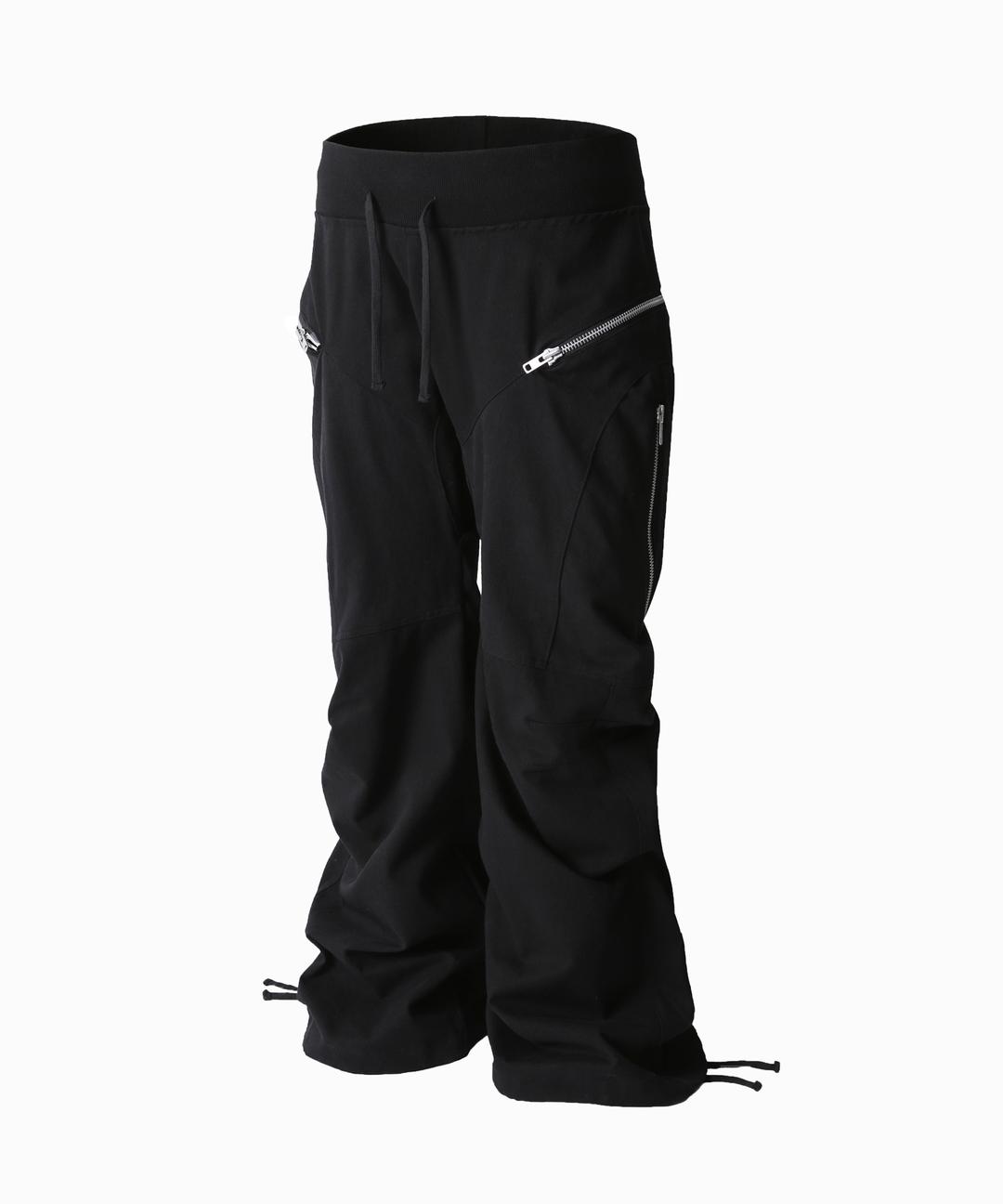 ZIPPER SAGGING PANTS-BLACK