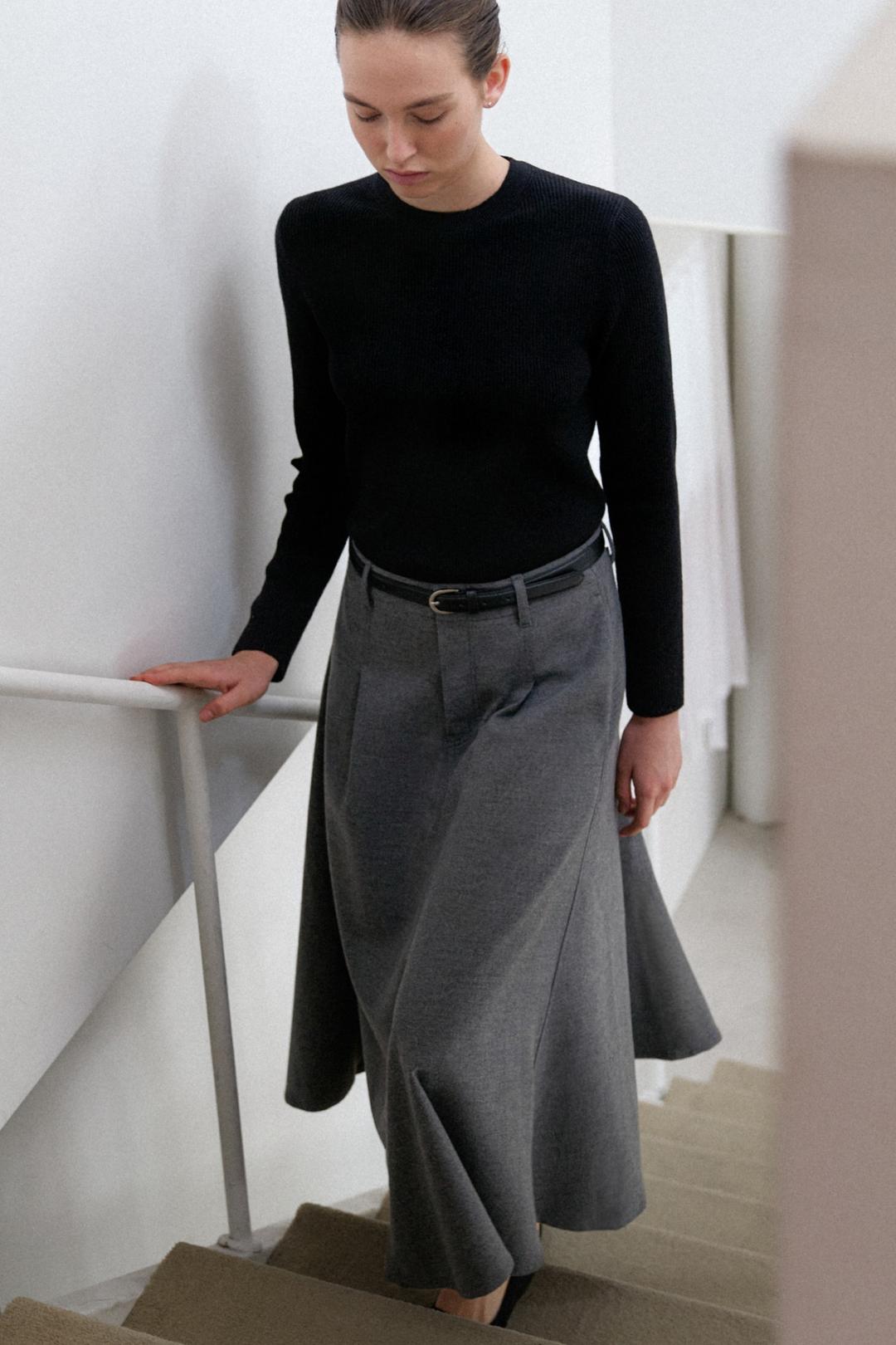 리안 클래식 플레어 스커트 (gray)