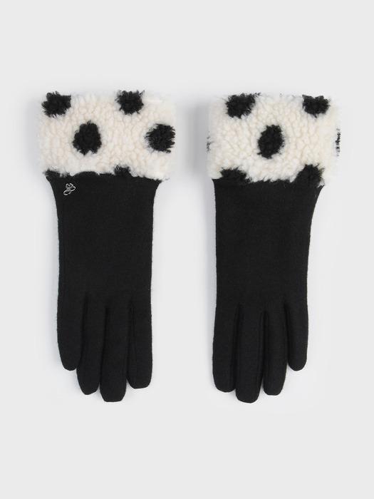 POLKA DOT WOOL GLOVES (BLACK)