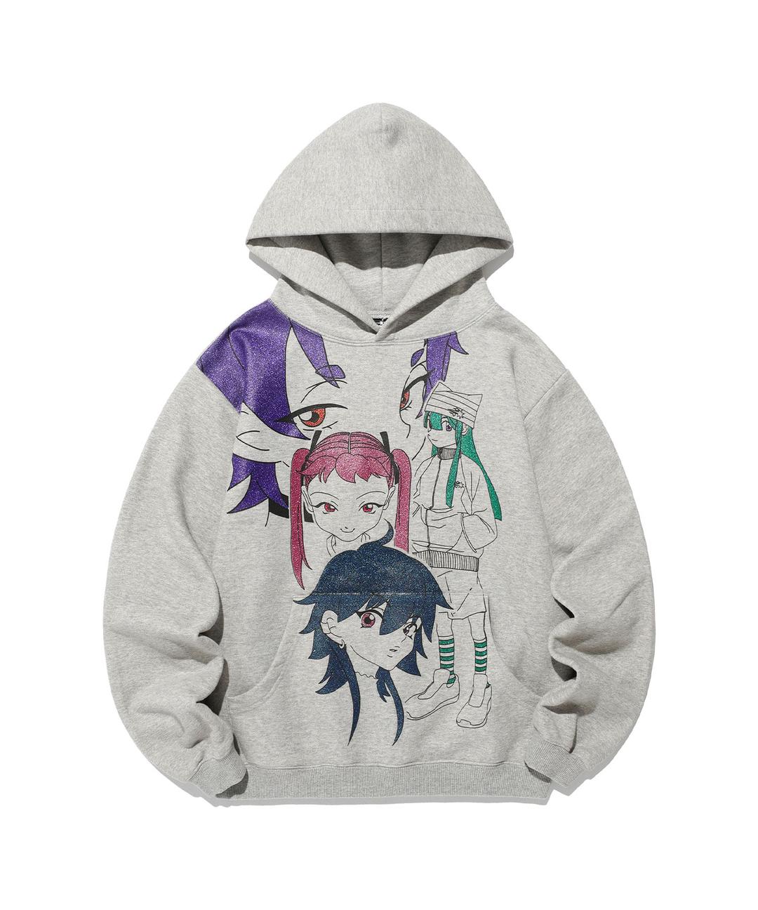 GHOST ANGELS GLITTER HOODIE[GREY]