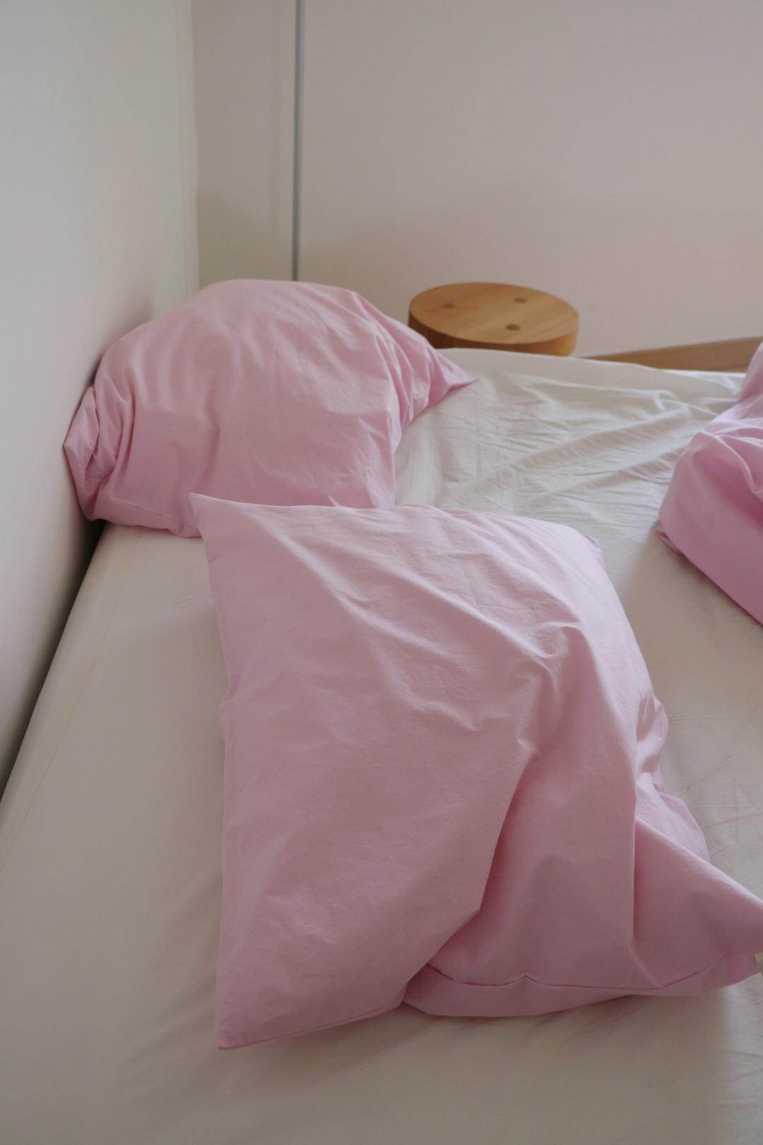 Baby pink cotton pillow cover