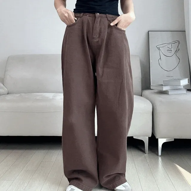 NB537 - 어텀 사이드 핀턱 데님 팬츠