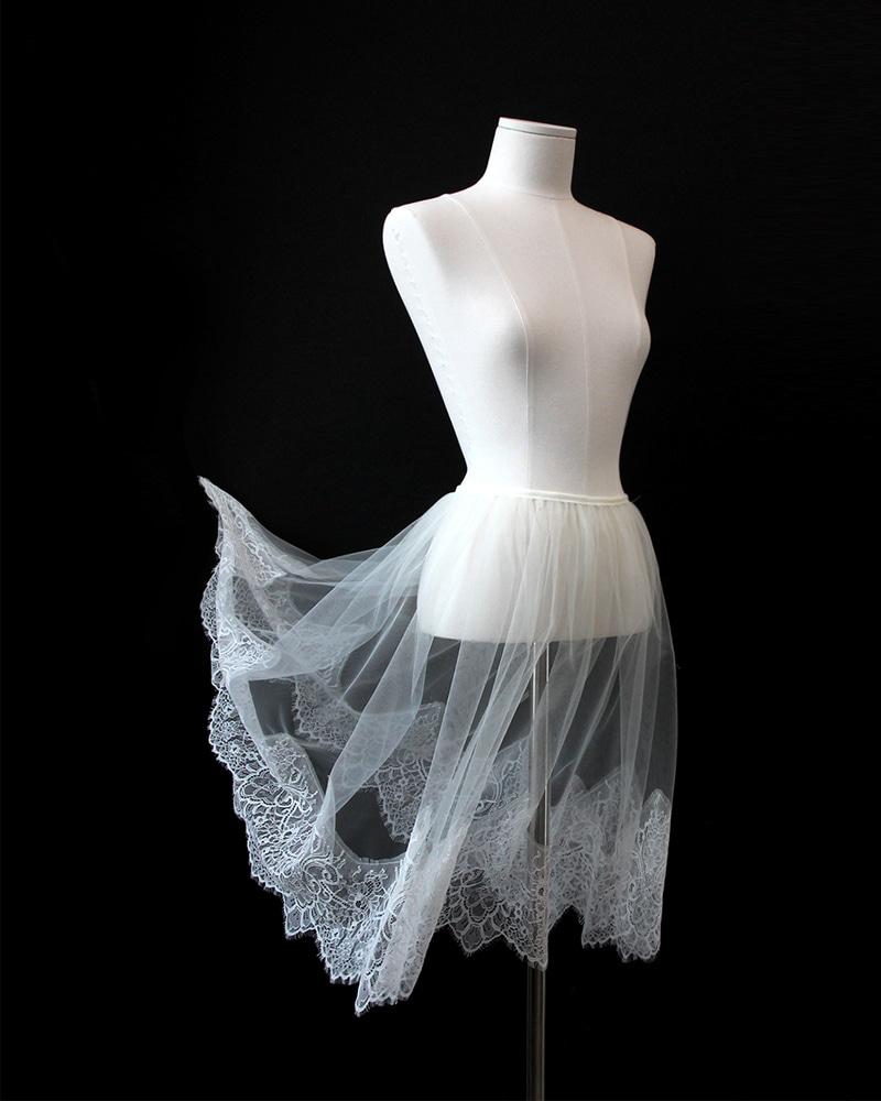 LPS014-1 renée antique skirt PEARL WHITE (short/midi/long)