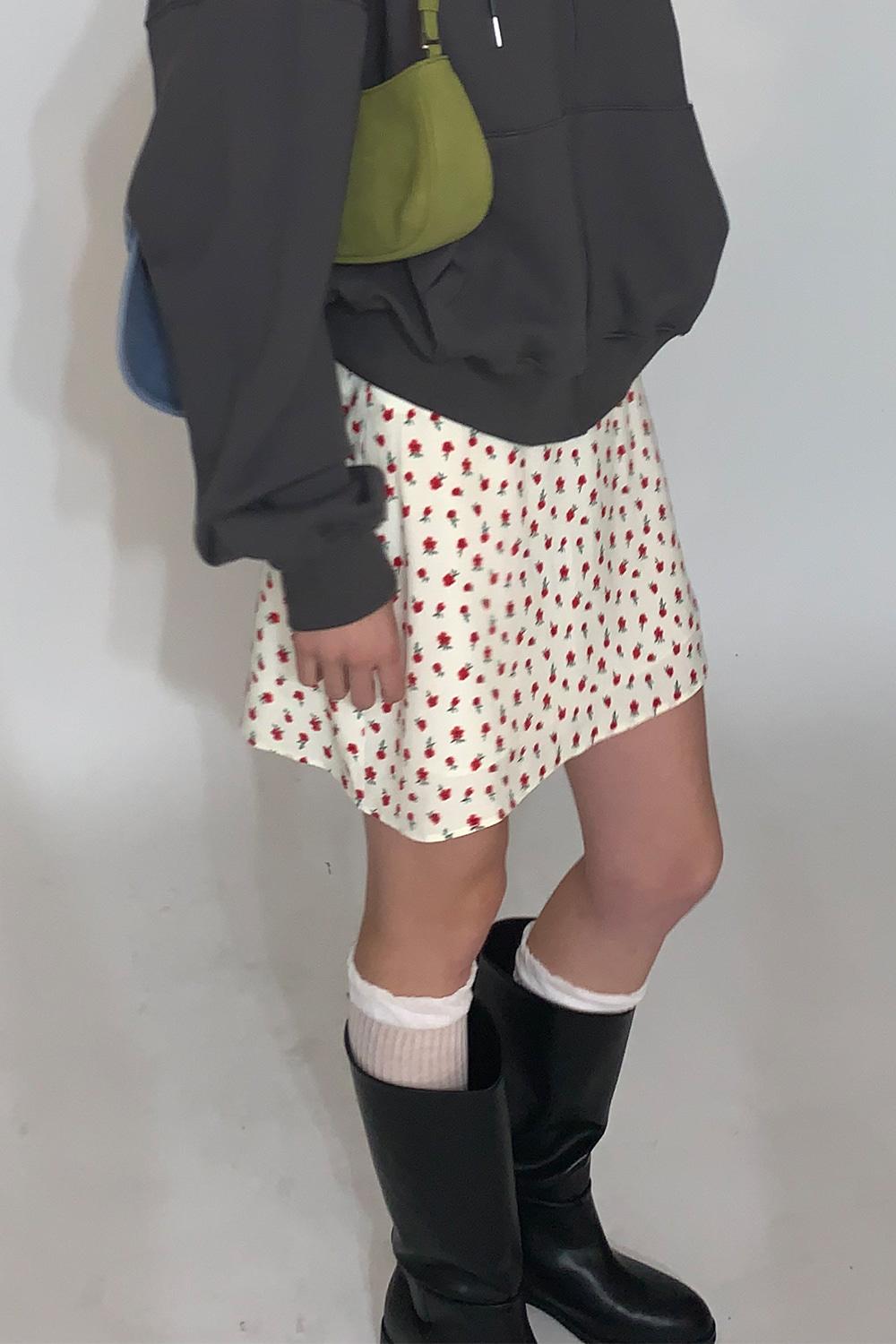 Flower mini skirt_ivory