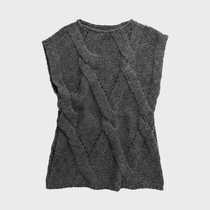 Alpaca Cable Vest, Charcoal