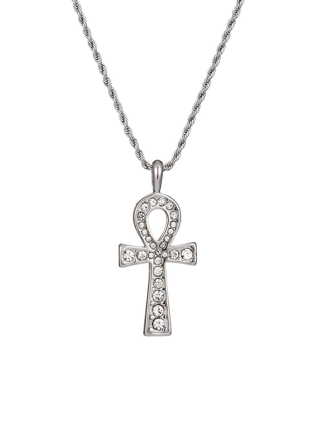 Glittering Ankh Silver Necklace