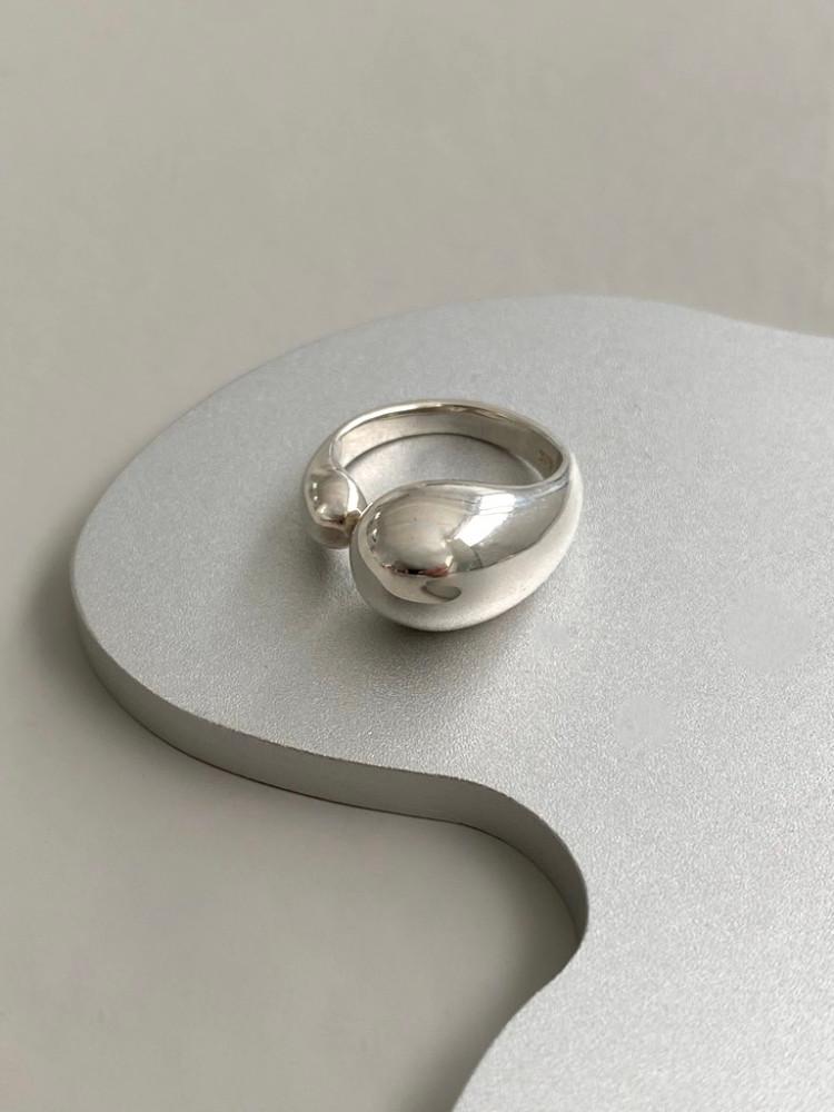 Bold hug ring 볼드 허그 물방울 오픈 은반지 (실버925)