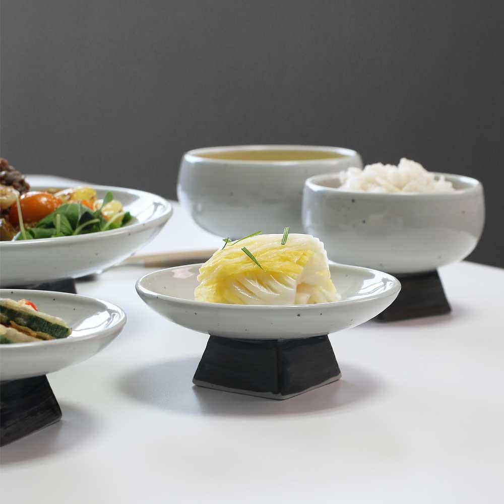 여주도자기 묘미 핸드메이드 굽높은 그릇 굽접시 샐러드 플레이팅 앞접시 1p