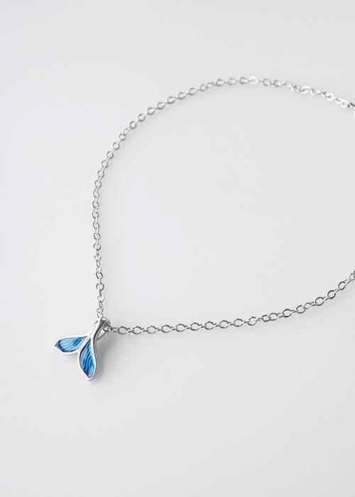 925실버 블루 고래 꼬리 펜던트 체인발찌 A-0002