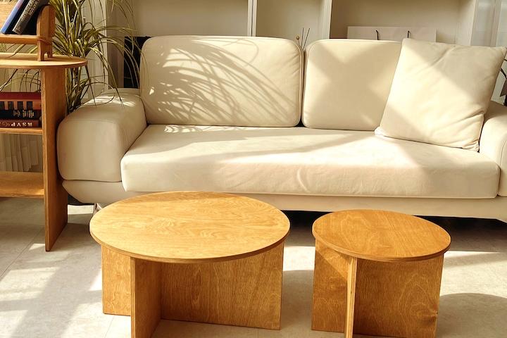 로스 원목 원형 티 테이블 거실 베란다 홈 카페 디자인 좌식 테이블