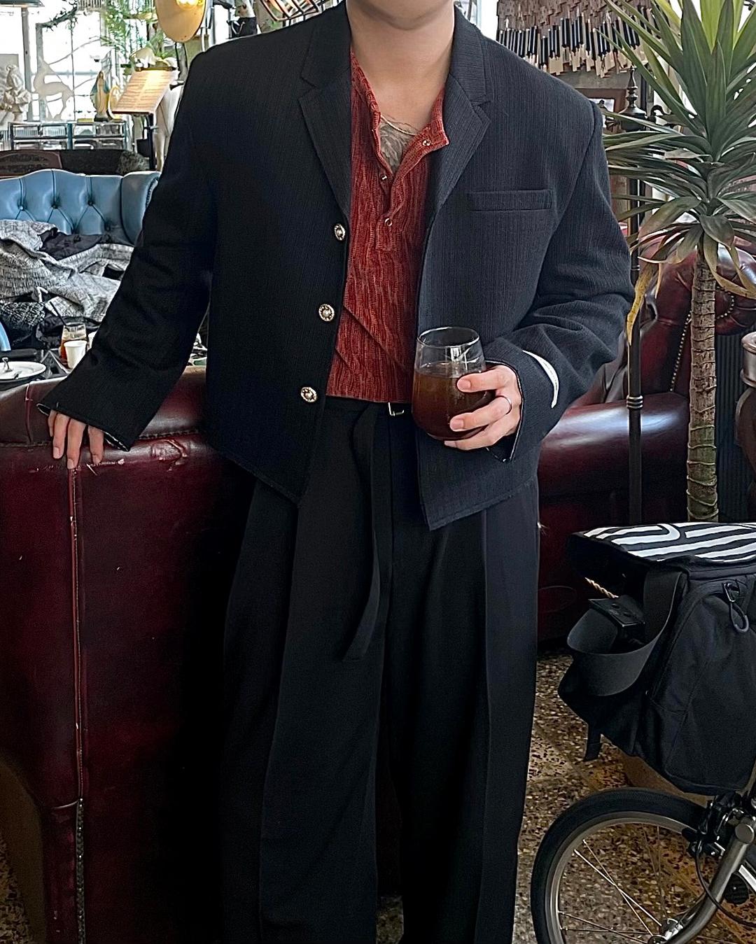 Label 소프트 크롭 트위드 자켓