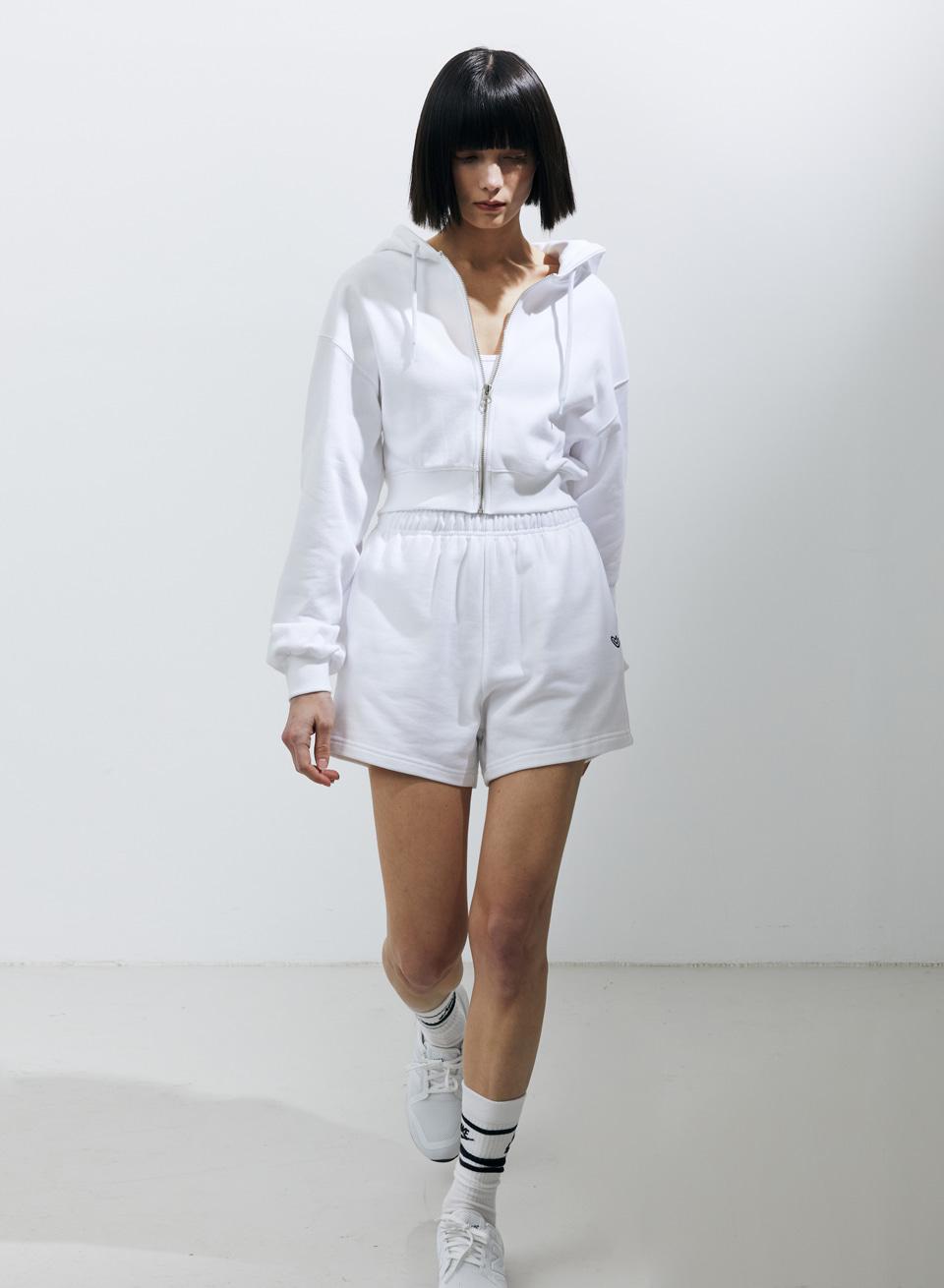 CROP HOODIE ZIP-UP_WHITE
