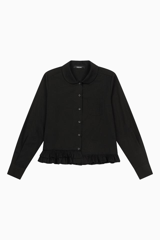 OHESHIO オヘシオ ROUND FRILL JACKET, BLACK 오헤시오 ROUND FRILL