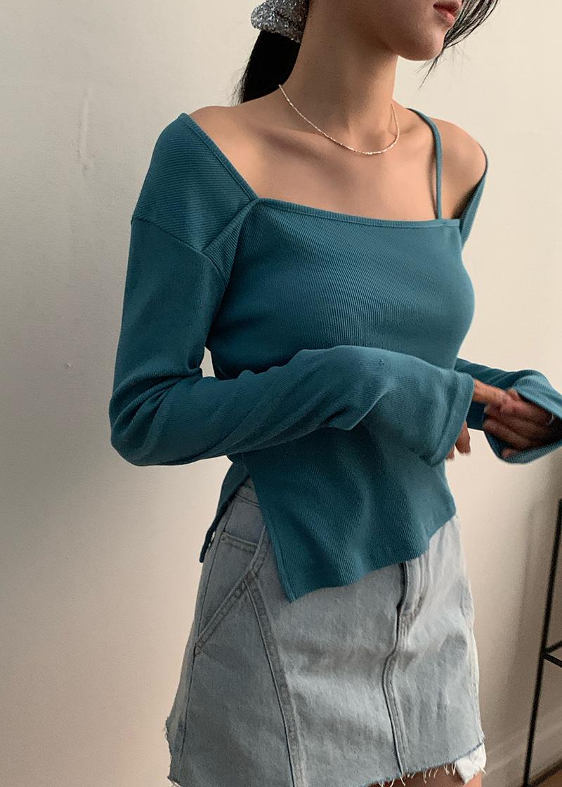 (★~8/21일까지 무료배송) 도리 언발 트임 티셔츠 - 당일발송