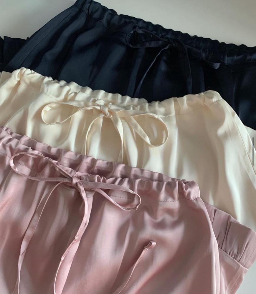 [허리조절] 새틴 실크 리본 스트링 미니스커트 밴딩치마 봄 여름 발레코어